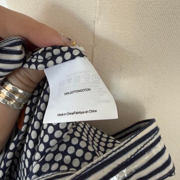 TORY BURCH NAVY/WHITE V-NECK BLOUSE - Picture 8 of 8